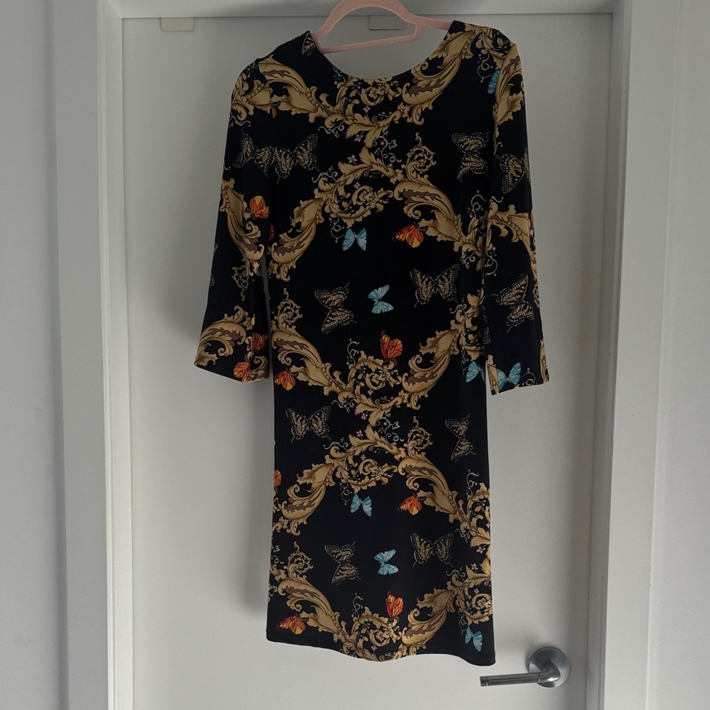 JB by Julie Brown Black and Gold Long Sleeve Dress